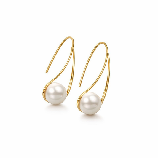 Pendientes Colgantes de Perla Elegantes | Oro