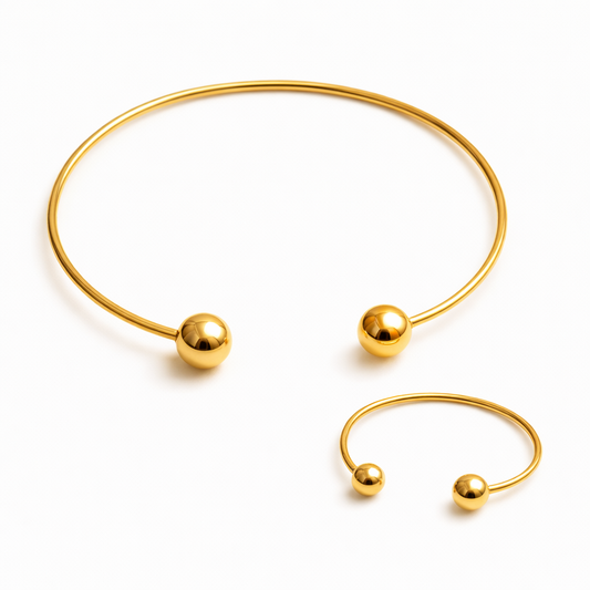 Set de Gargantilla y Pulsera Minimalista Glow | Oro