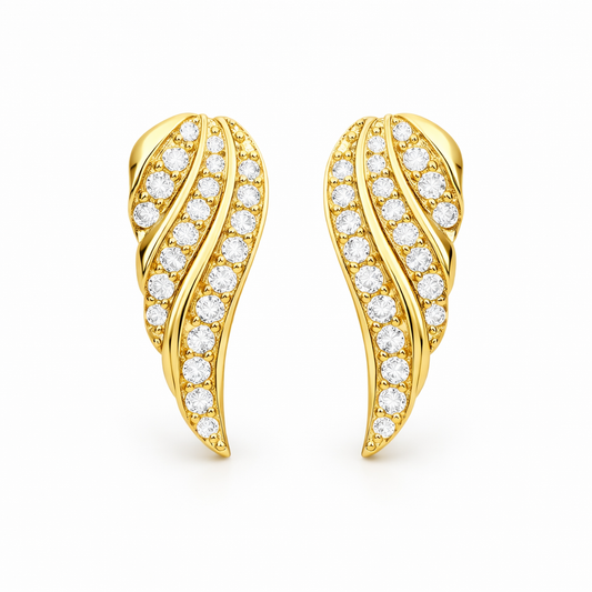 Pendientes Hoja Pavé Modernos | Oro