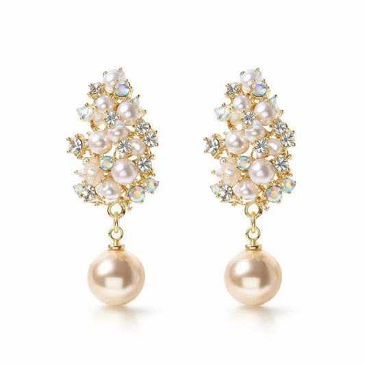 Pendientes Flor y Perla Elegantes | Oro