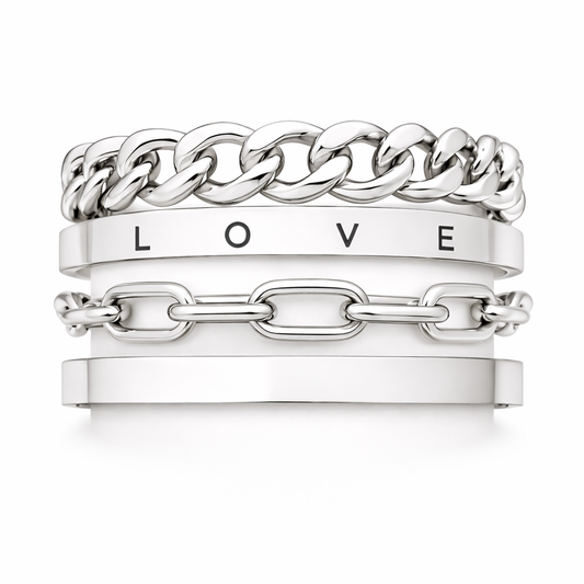 Set de Pulseras Elan Mercer | Oro Blanco