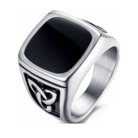 Anello Chevalier Onice Nero Oro Giallo