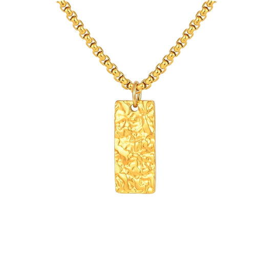 Ziven Collana Barra Martellata Oro bianco