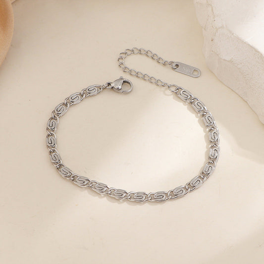 Nusa Bracciale Catena Intrecciata Oro bianco