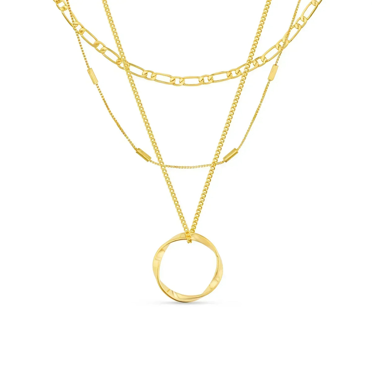 Collar Círculo Abierto de Tres Hilos | Oro