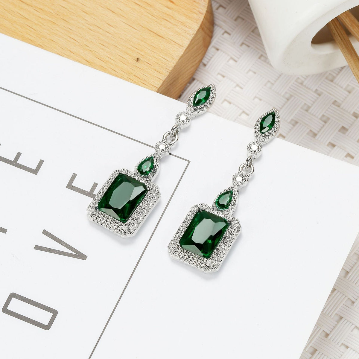 Clarion Verdancia Gemstone White Gold Earrings