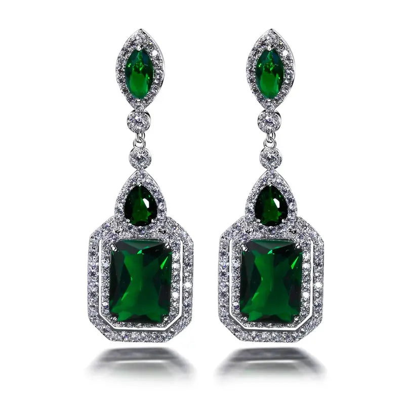 Clarion Verdancia Gemstone White Gold Earrings
