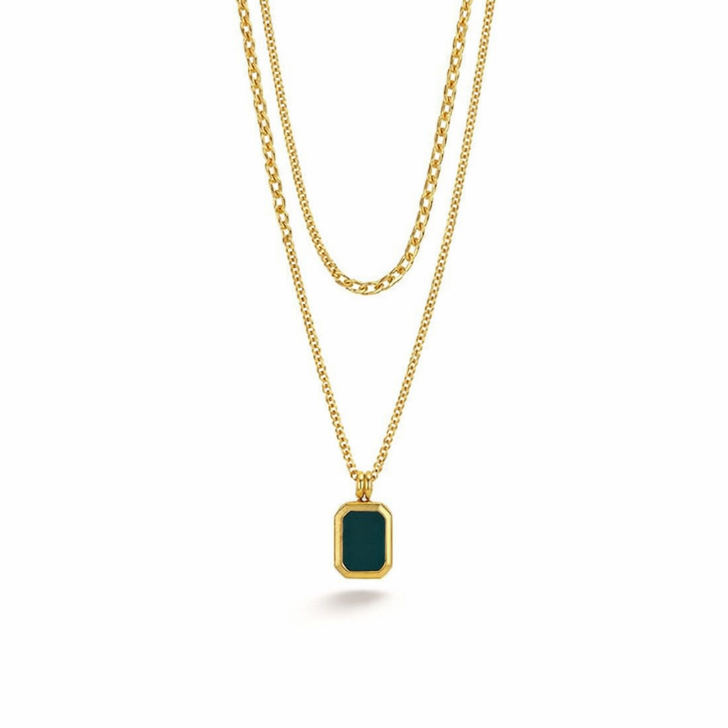 Calynna Marvelle Layered Gemstone Yellow Gold Necklace