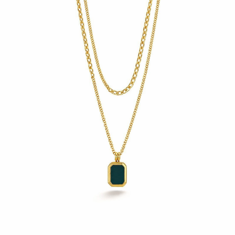 Calynna Marvelle Layered Gemstone Yellow Gold Necklace