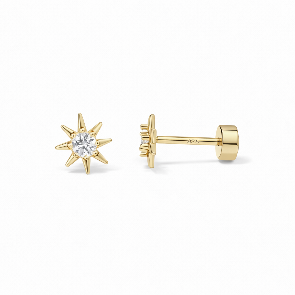 Sunburst Yellow Gold Earrings