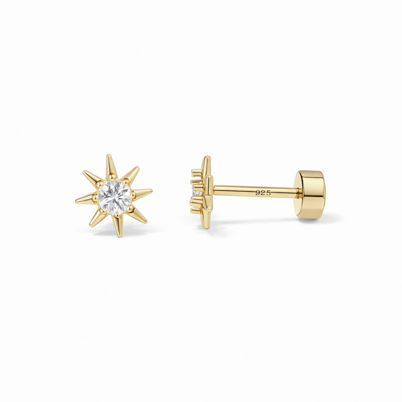 Sunburst Yellow Gold Earrings