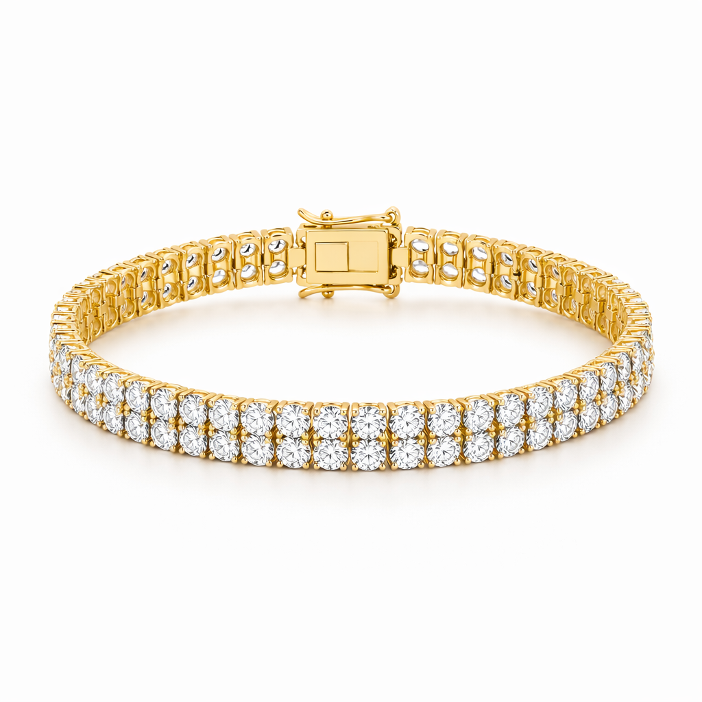 Double Row Tennis Yellow Gold Bracelet