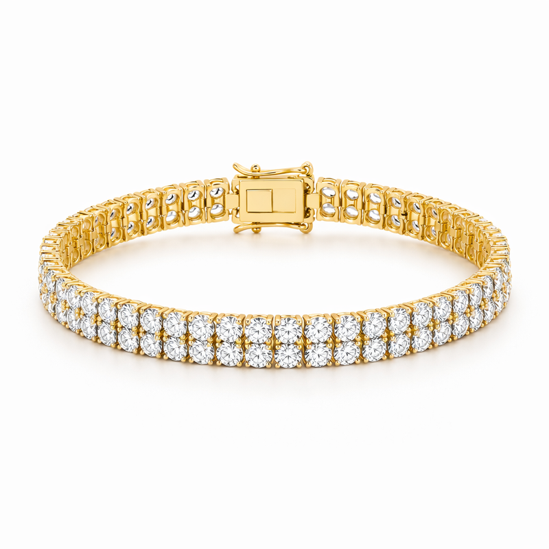 Double Row Tennis Yellow Gold Bracelet