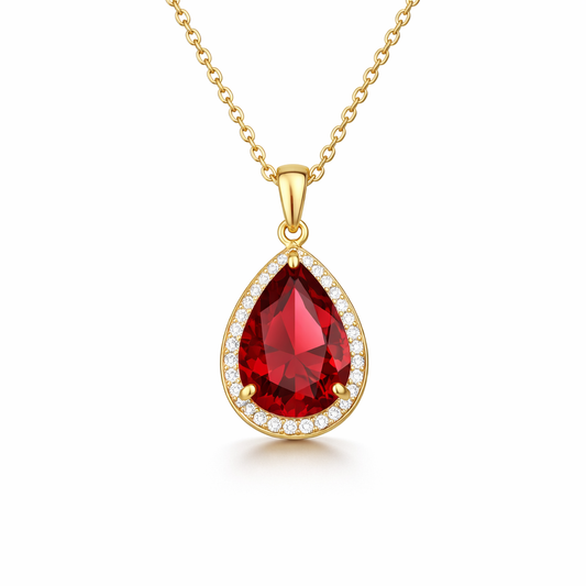 Collana Pendente Goccia di Rubino