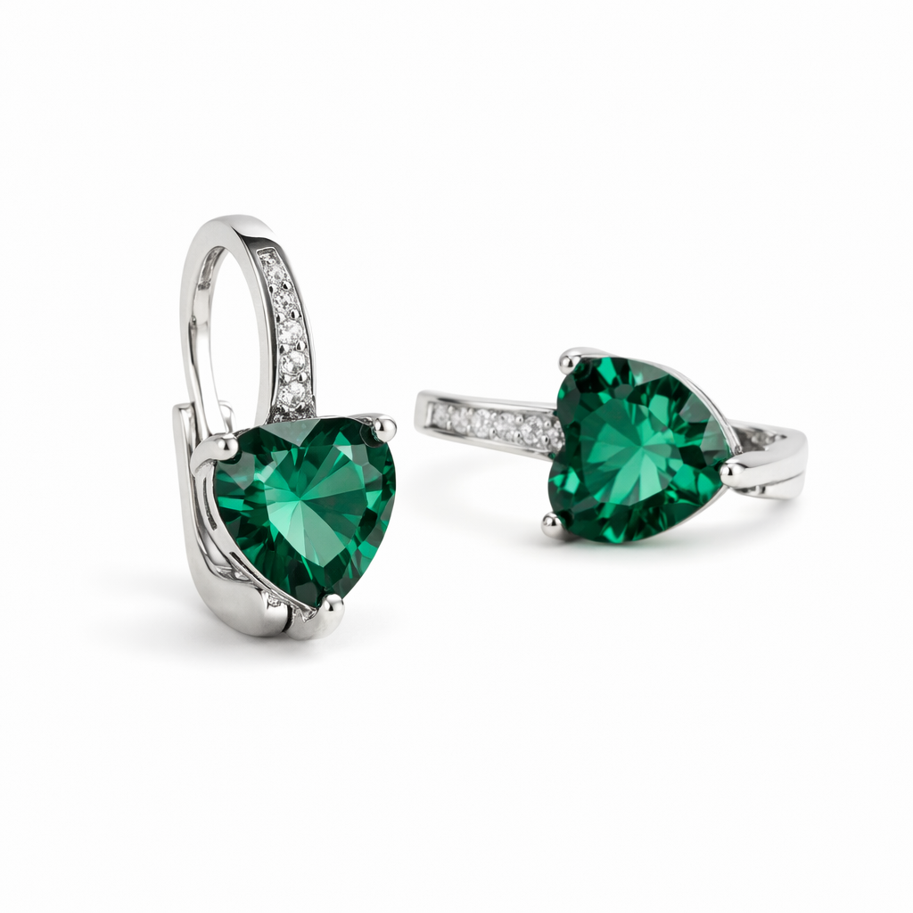 Lunara Greystelle Emerald White Gold Earrings