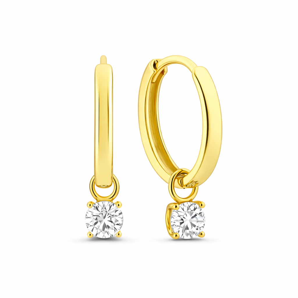 Larmes de Lune Stone Huggie Yellow Gold Earrings