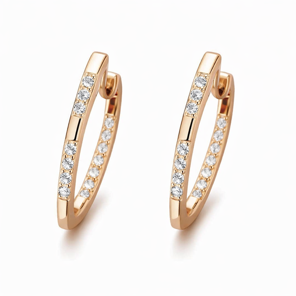 Exquisite Zircon Yellow Gold Earrings