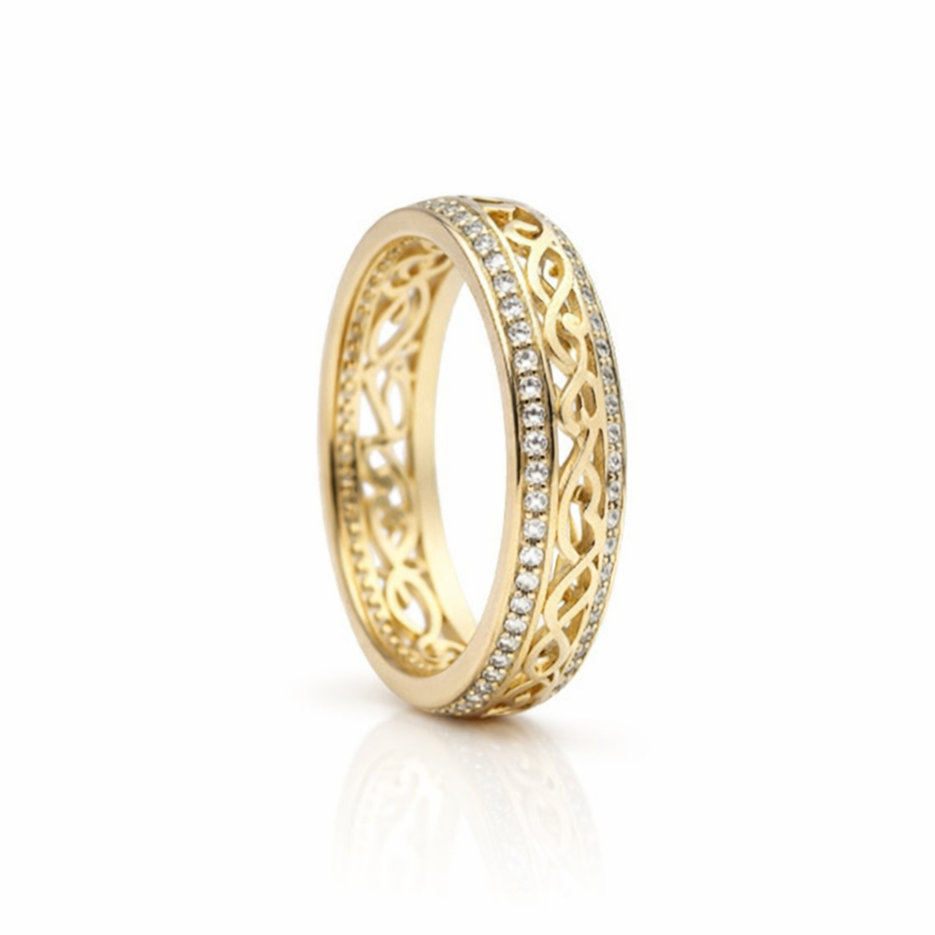 Hollow Brilliant Yellow Gold Ring