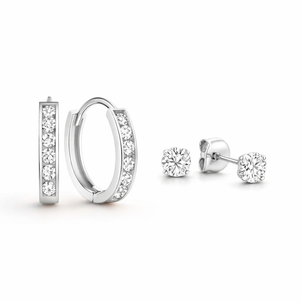 Dara Brillane Gemstone White Gold Earring Set