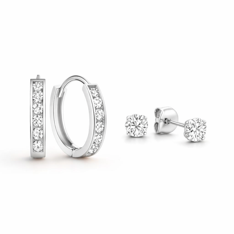 Dara Brillane Gemstone White Gold Earring Set