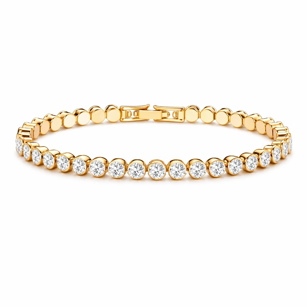 Round Cut Tennis Yellow Gold Bracelet