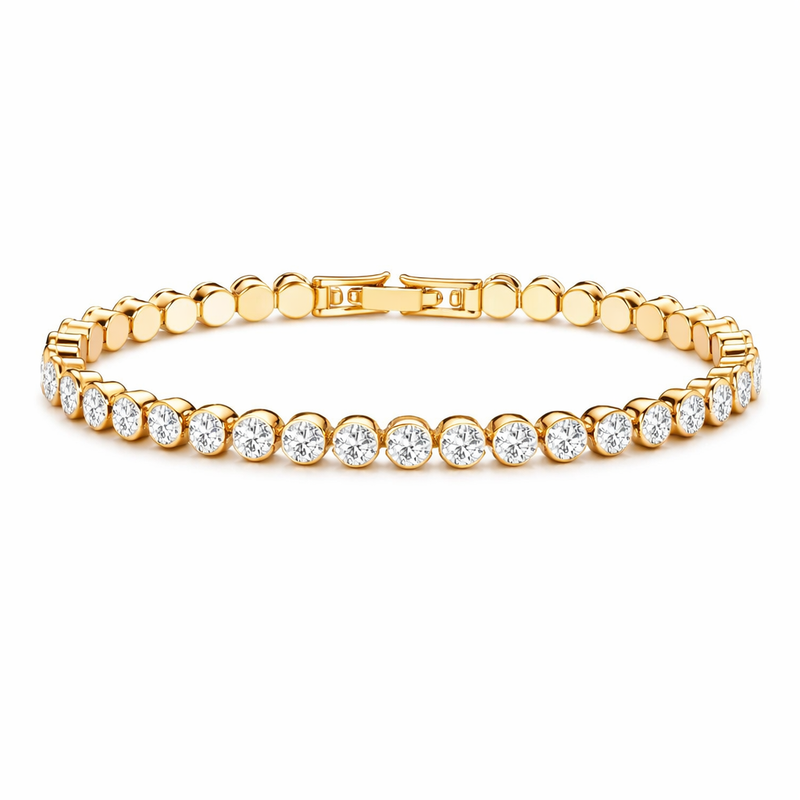 Round Cut Tennis Yellow Gold Bracelet