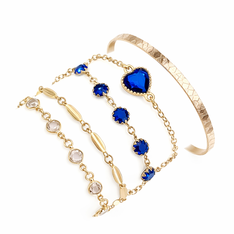 Aveline Northblue Sapphire Yellow Gold Bracelet Set