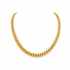 Thick Cuban Link Yellow Gold Necklace