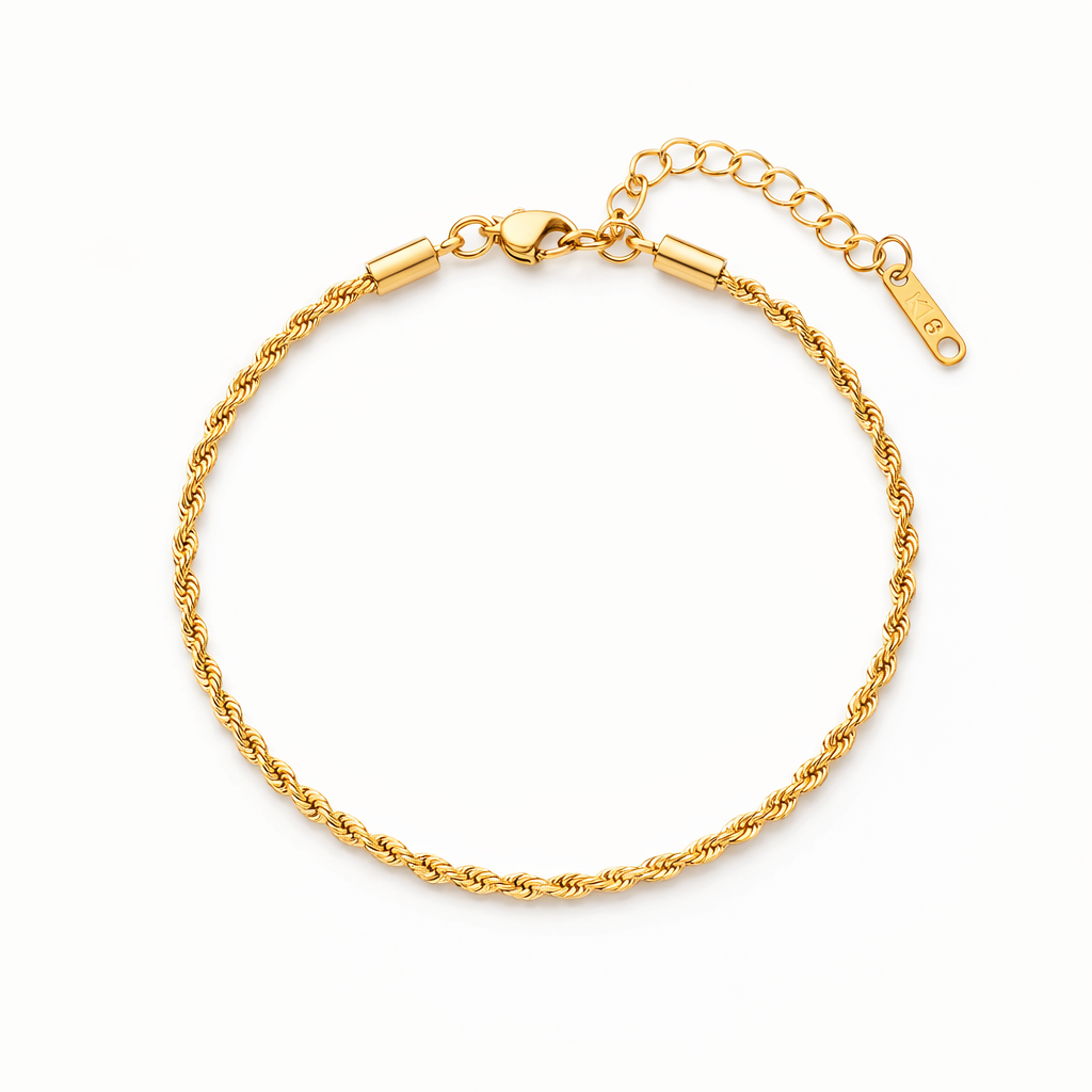 Twisted Chain Yellow Gold Bracelet