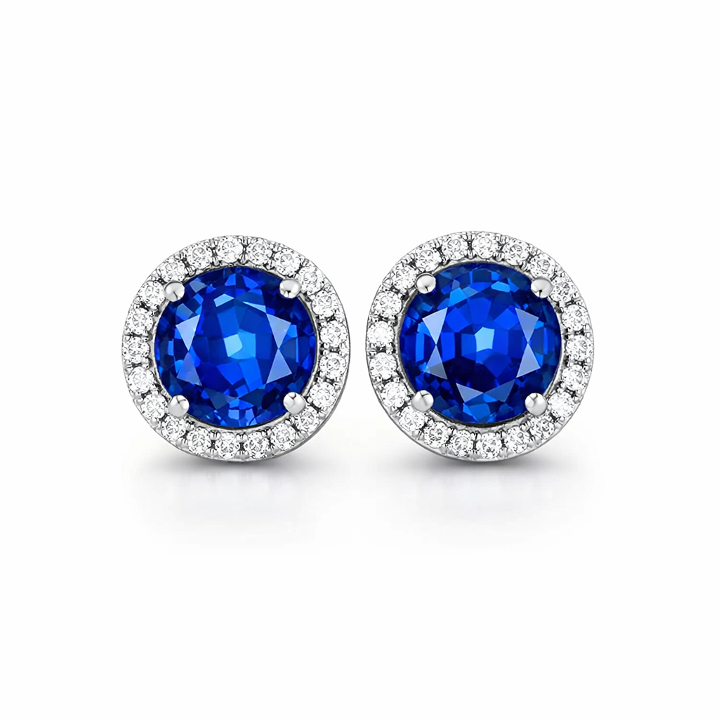 Lucia Celestine Sapphire White Gold Earrings