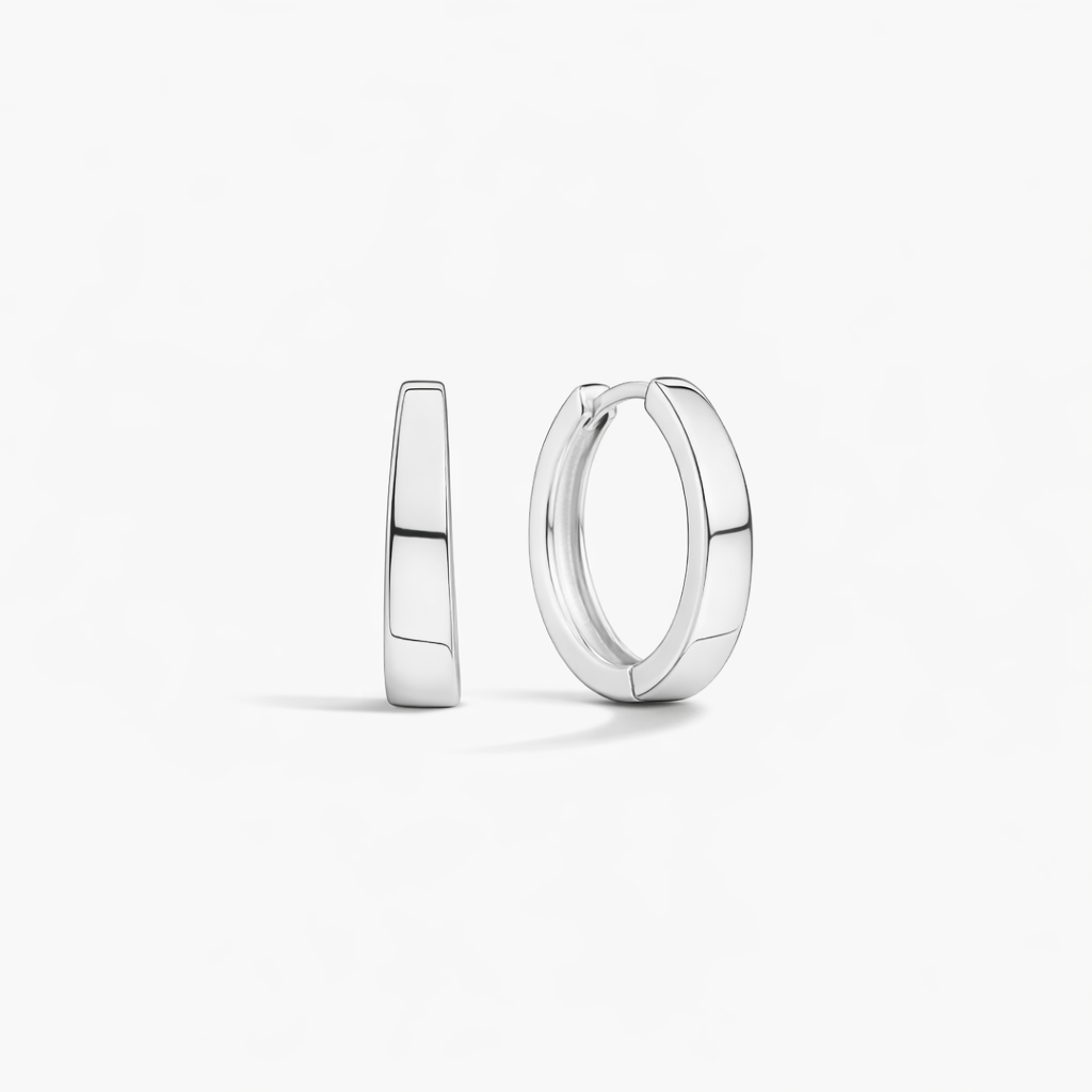 Gia Hoop White Gold Earrings