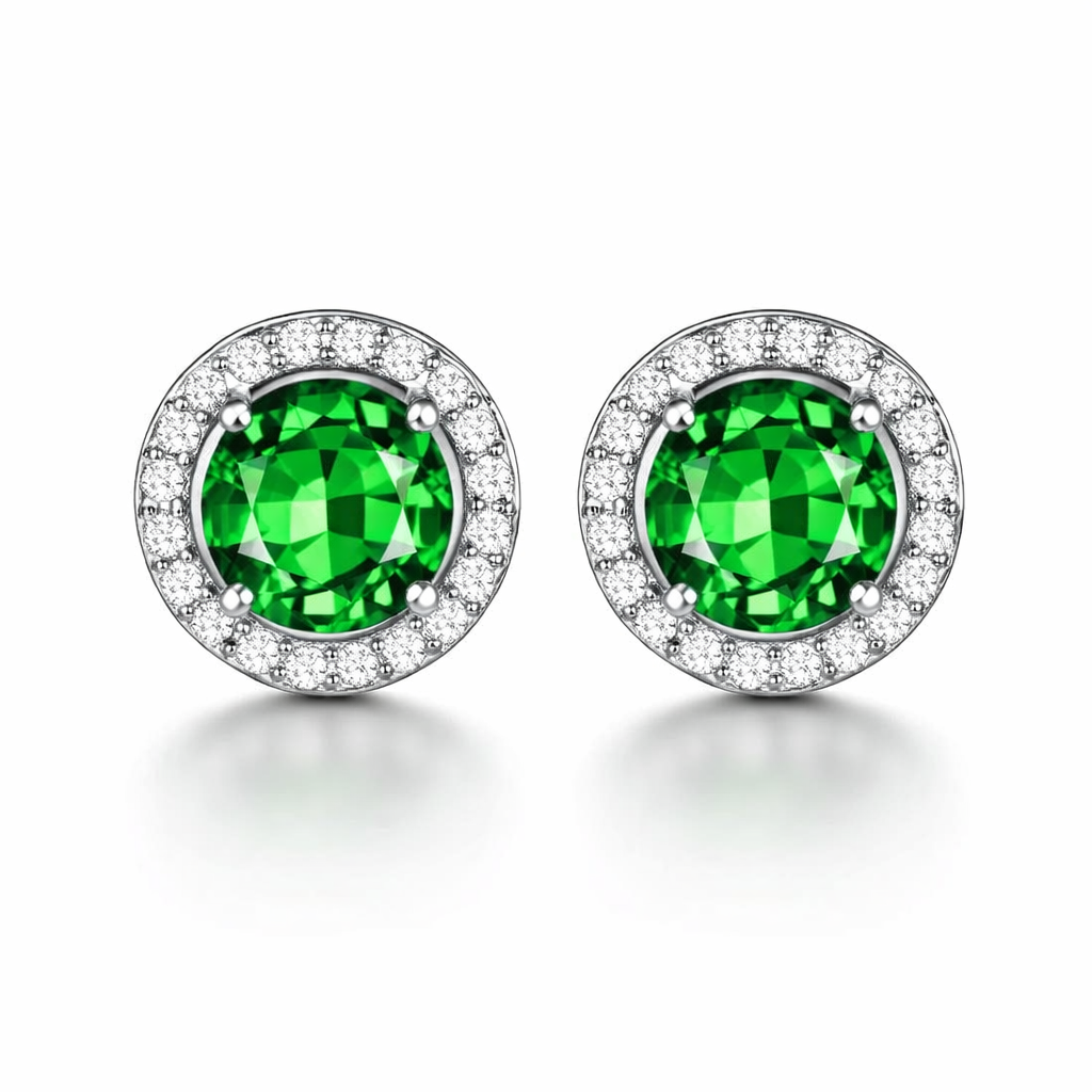 Lucia Verdeal Emerald White Gold Earrings