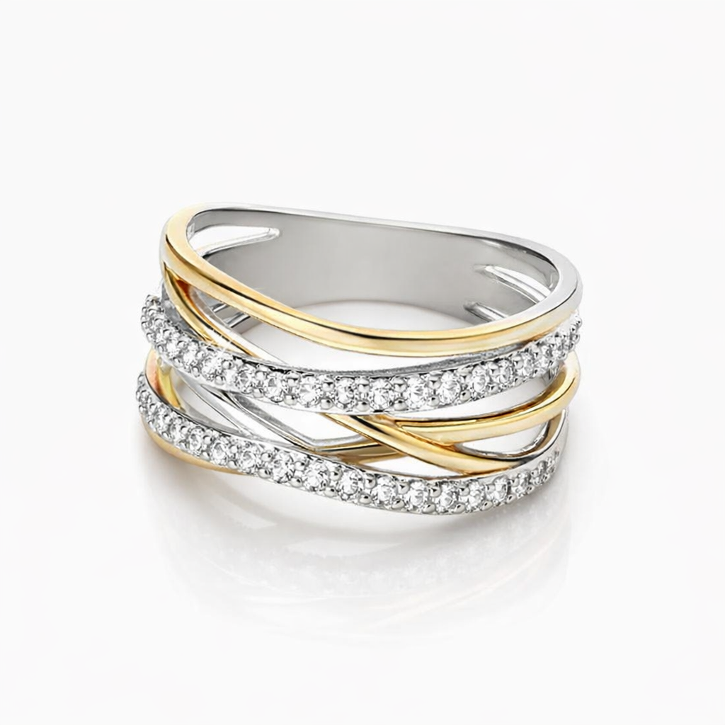 Radiance Zircon Silver and Gold Mixed Metal Ring