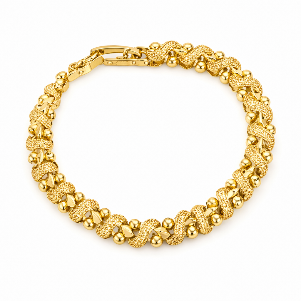 Lily Ornate Wave Yellow Gold Bracelet