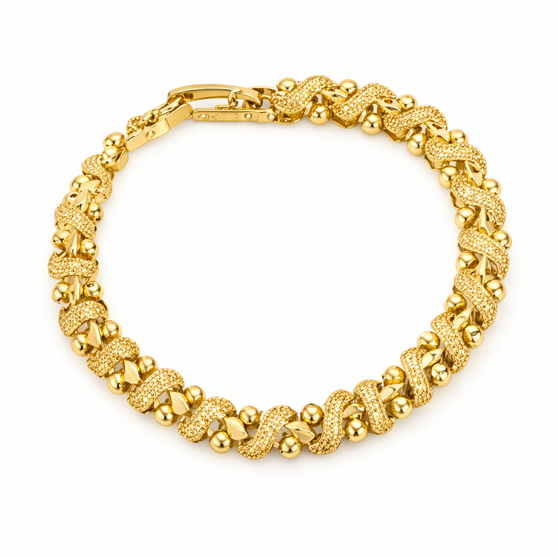 Lily Ornate Wave Yellow Gold Bracelet