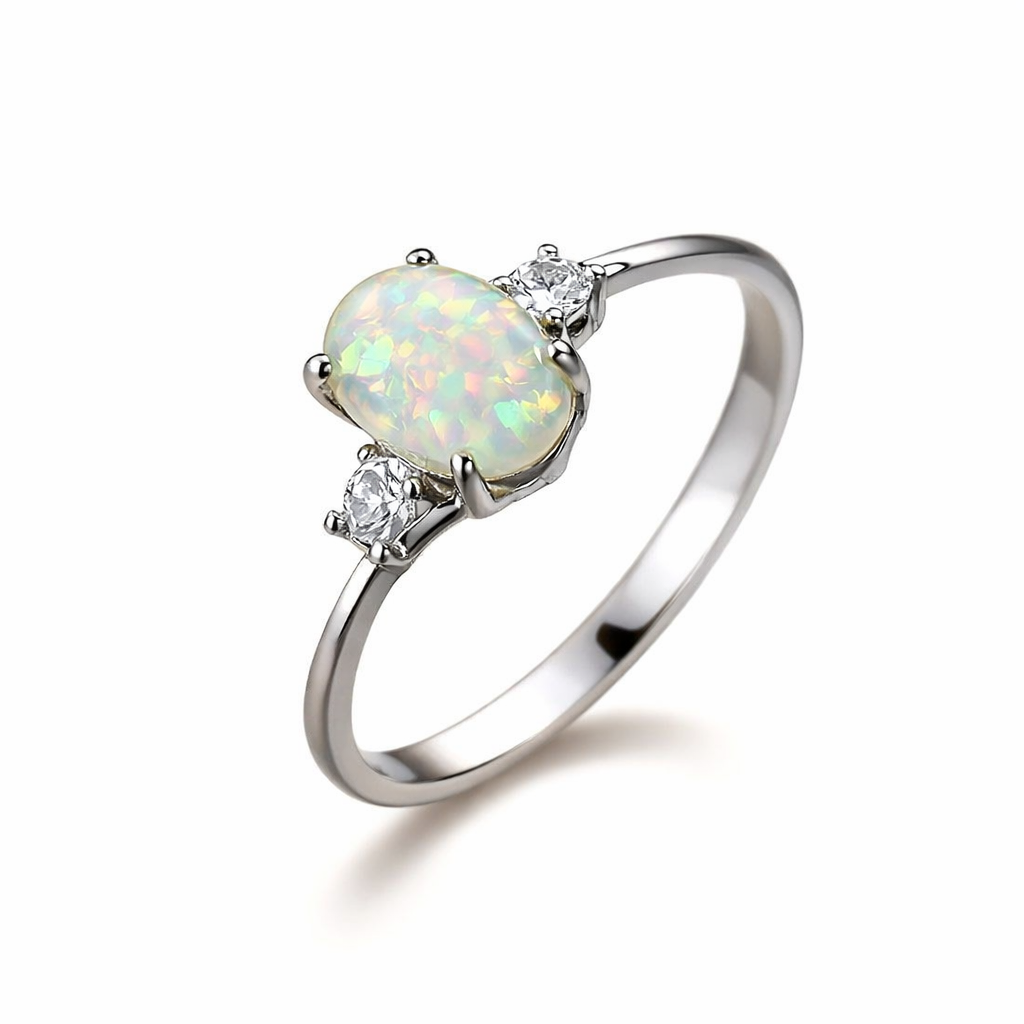 Opal Embrace White Gold Ring