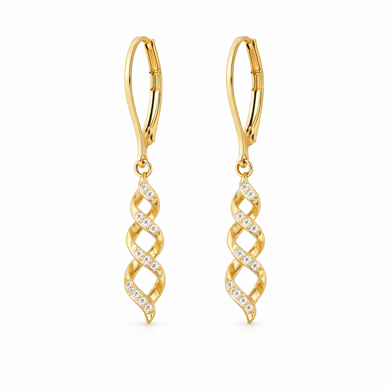 Ava Sparkling Twist Yellow Gold Earrings
