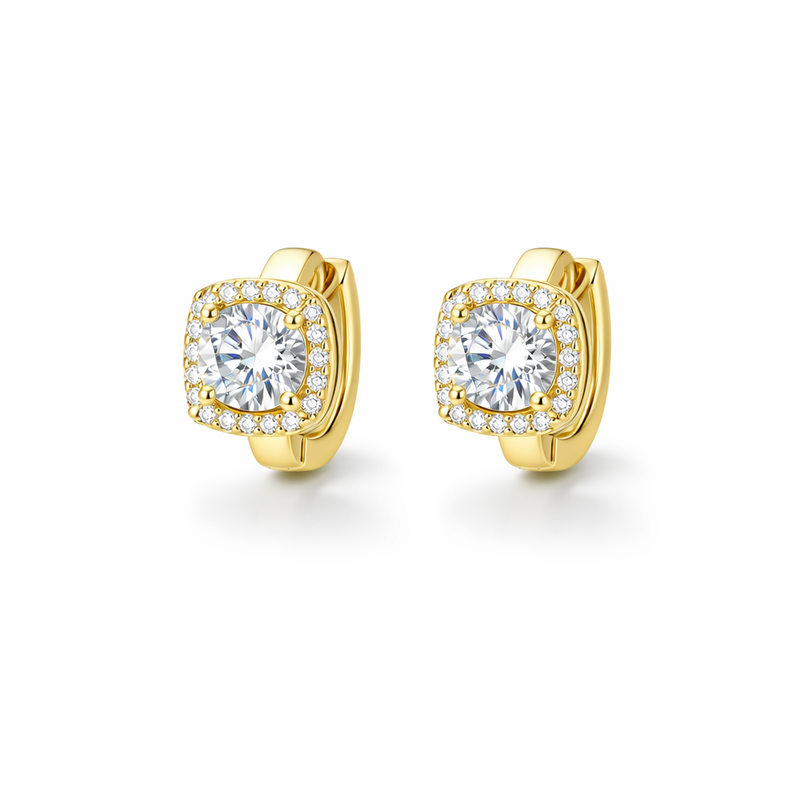 Nadine Square Yellow Gold Earrings
