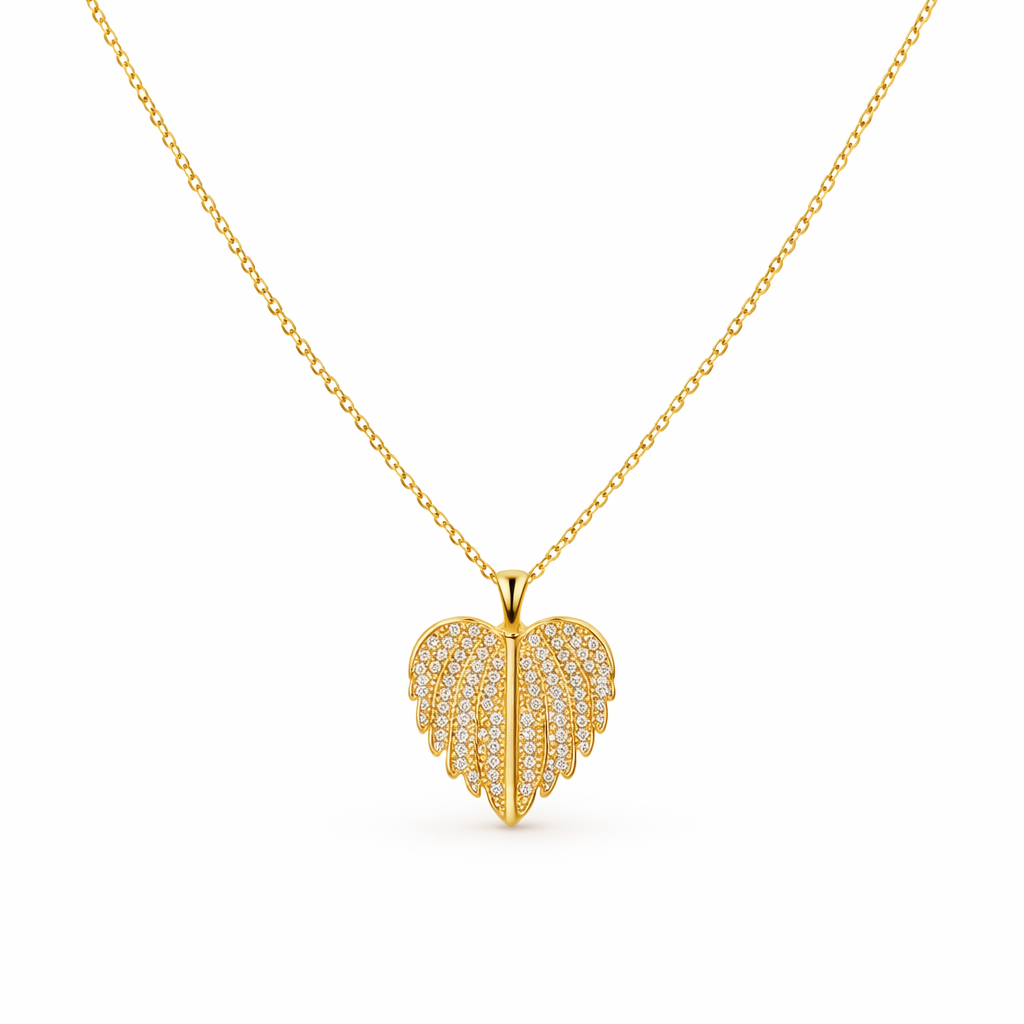 Angel Wings Yellow Gold Necklace