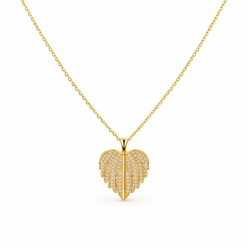 Angel Wings Yellow Gold Necklace