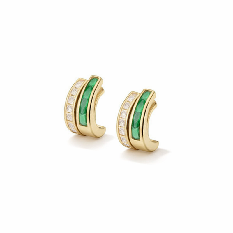 Chloe Feuillage Emerald Yellow Gold Earrings
