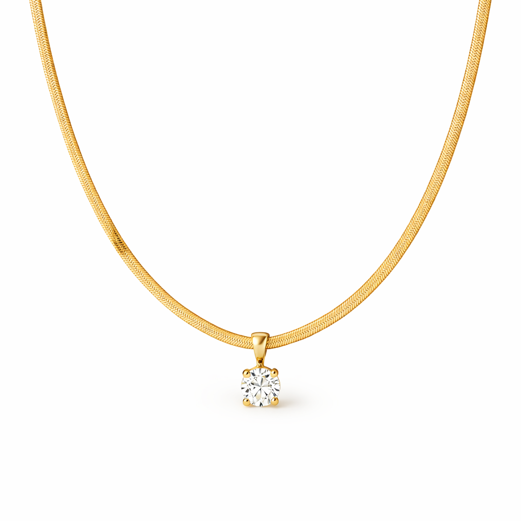 Elegant Rhinestone Pendant Yellow Gold Necklace