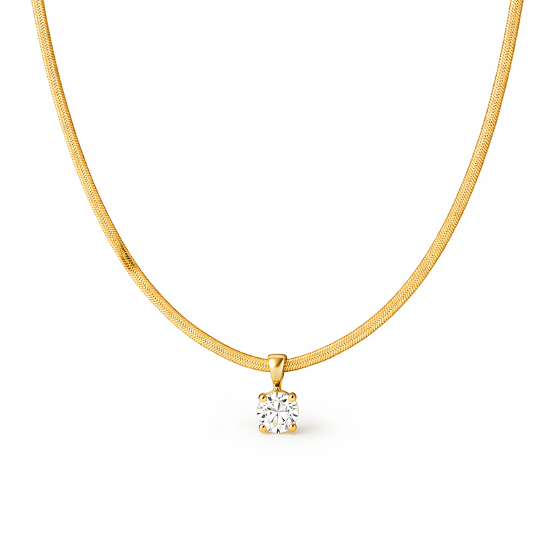Elegant Rhinestone Pendant Yellow Gold Necklace