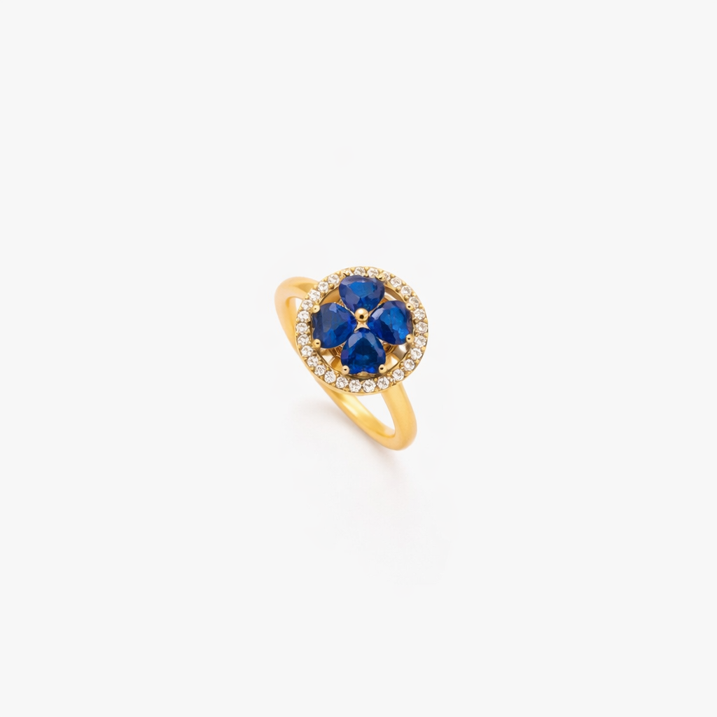 Sapphire Hearts Spinner Yellow Gold Ring