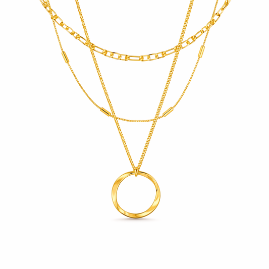 Collar Círculo Abierto de Tres Hilos | Oro