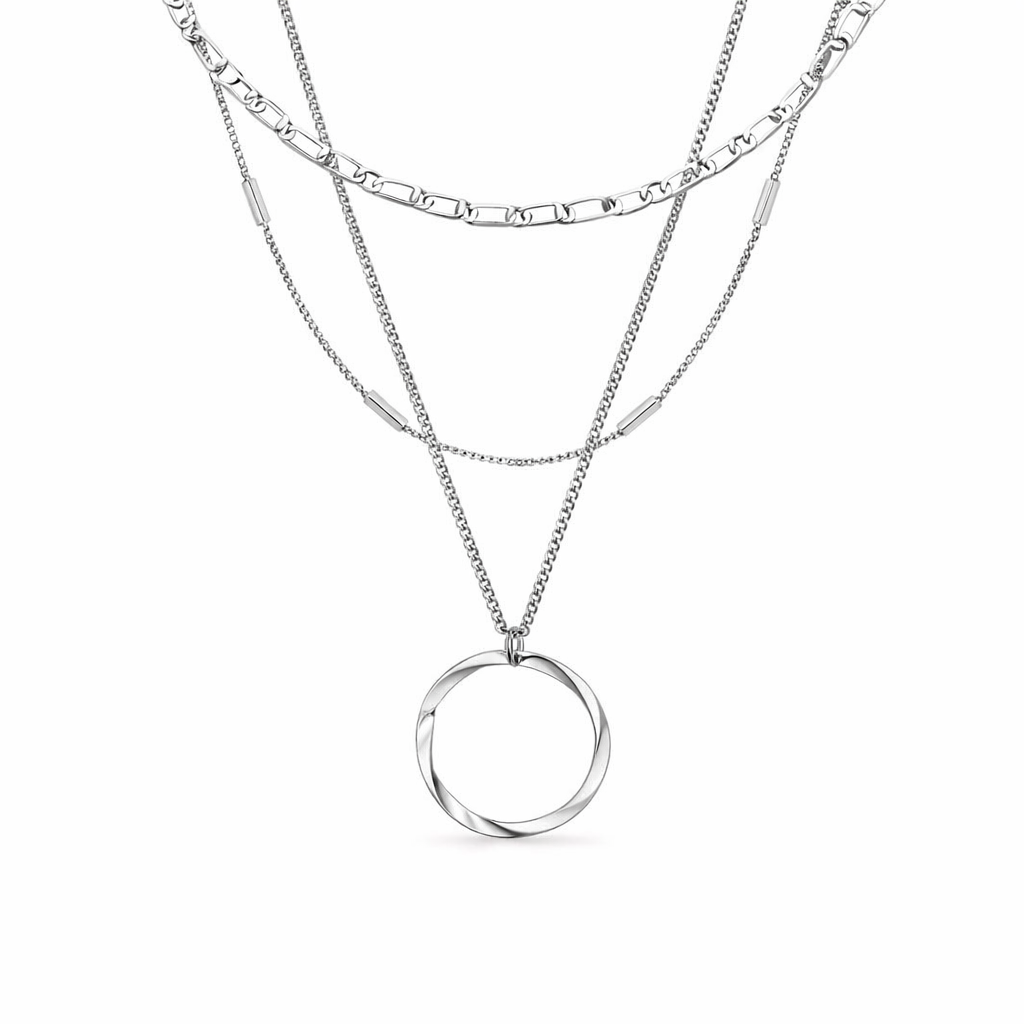 Three Strand Open Circle Necklace