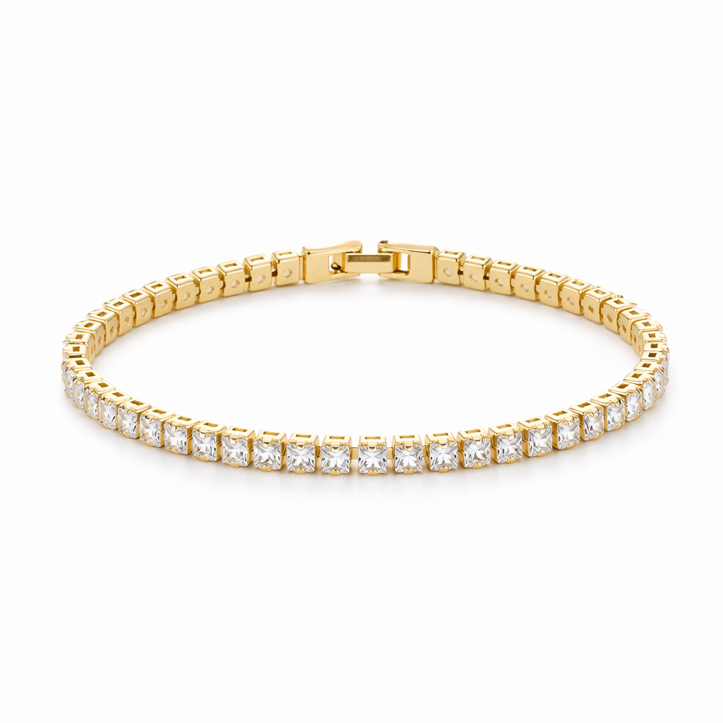 Square Tennis Yellow Gold Bracelet