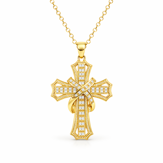 Collar con Colgante Cruz Radiante | Oro