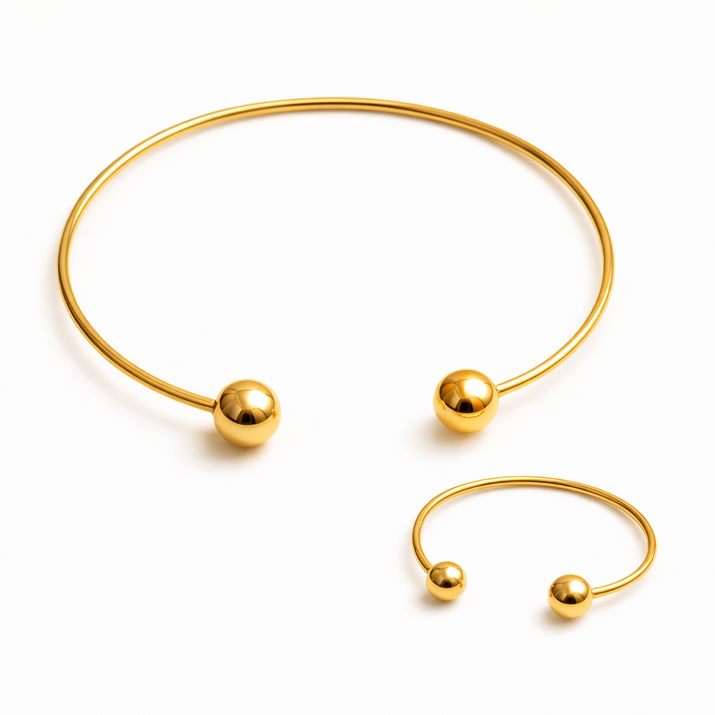 Glow Minimalist Choker and Bracelet Yellow Gold Set