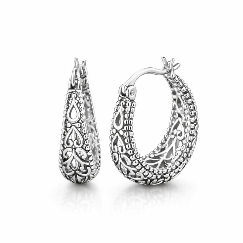 Antique Filigree Basket White Gold Earrings